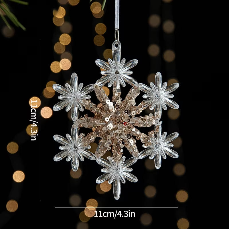 Acrylic Crystal Christmas Tree Ornaments Hanging Pendant Snowflake Icicle Ornaments 2024 Christmas Home Decoration Xmas Gifts