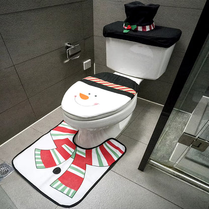 New Cute Christmas Toilet Seat Covers Creative Santa Claus Bathroom Mat Xmas Supplies for Home New Year Navidad Gift Decor 2024