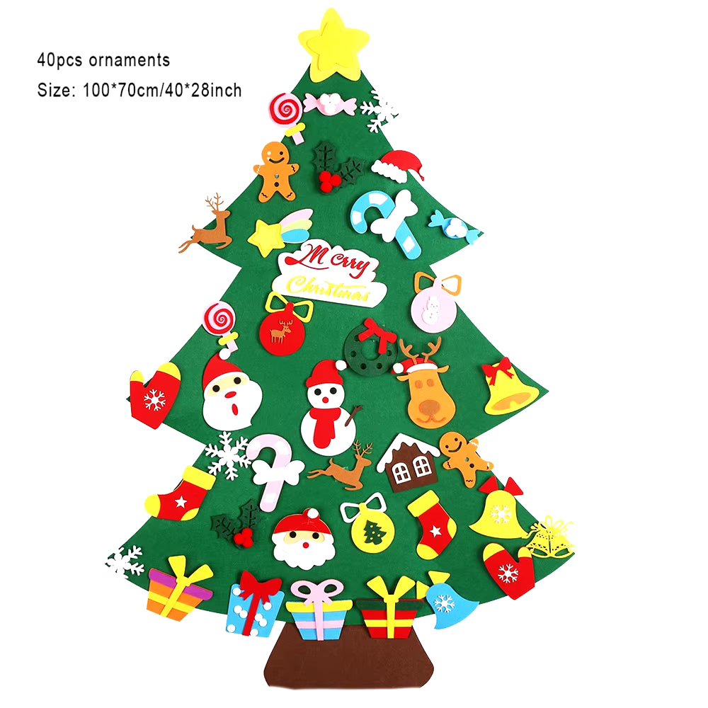 DIY Felt Christmas Tree Montessori Busy Board Xmas Door Wall Decorations Wall Hanging Ornaments for Kids New Year Gifts