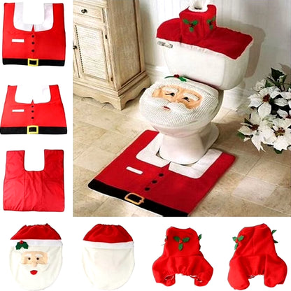 New Cute Christmas Toilet Seat Covers Creative Santa Claus Bathroom Mat Xmas Supplies for Home New Year Navidad Gift Decor 2024