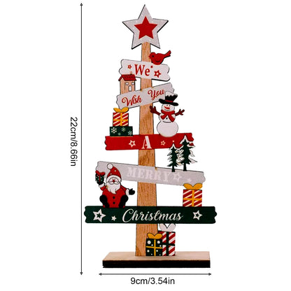 Desktop Christmas Tree Santa Claus DIY Decoration Wooden Christmas Signs Plaque 2024 New Years Party Gifts Xmas Decoration