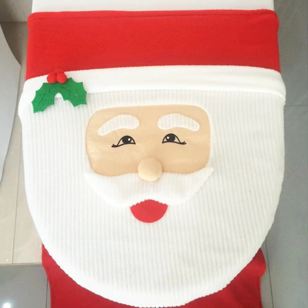 New Cute Christmas Toilet Seat Covers Creative Santa Claus Bathroom Mat Xmas Supplies for Home New Year Navidad Gift Decor 2024