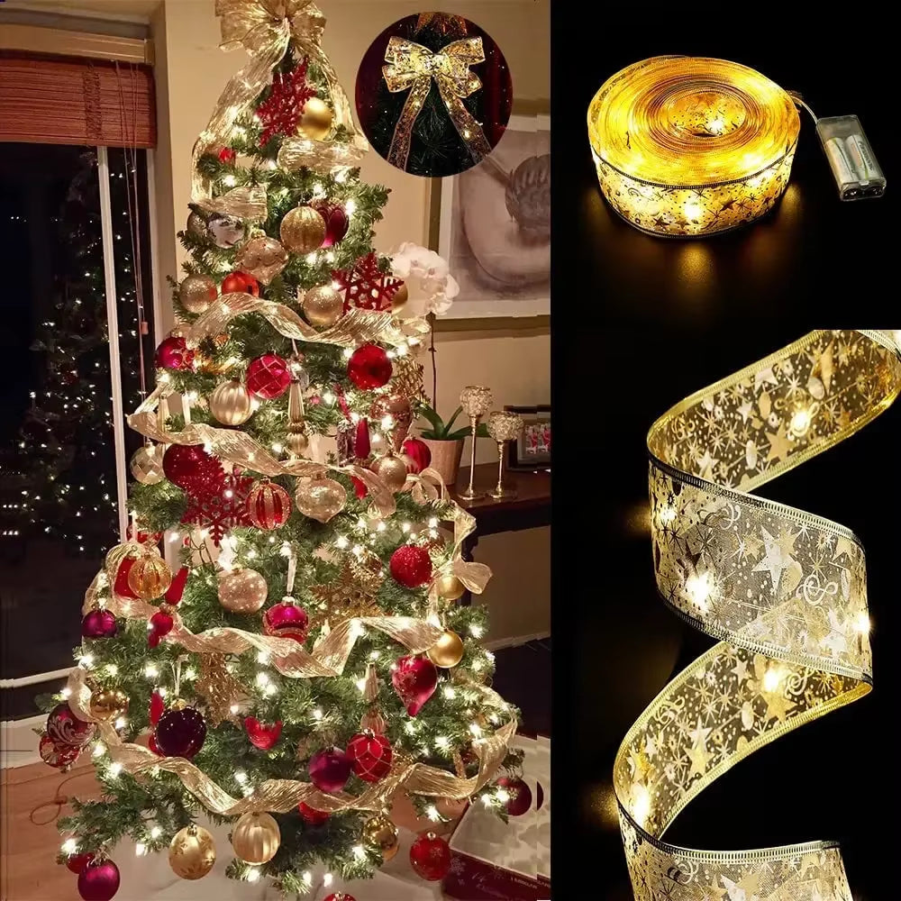 Fairy Light Christmas Decoration for Home 2024 Christmas Tree Ornaments Decor 2024 String LED Noel Happy New Year Noel 2025 Xmas