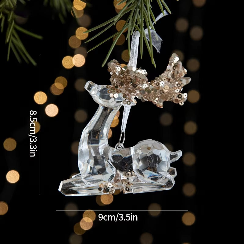 Acrylic Crystal Christmas Tree Ornaments Hanging Pendant Snowflake Icicle Ornaments 2024 Christmas Home Decoration Xmas Gifts