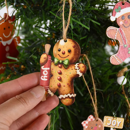 Christmas Wooden Pendants Gingerbread Man Gnomes Xmas Tree Hanging Oranment 2024 Noel Navidad Decorations for Home New Year Gift