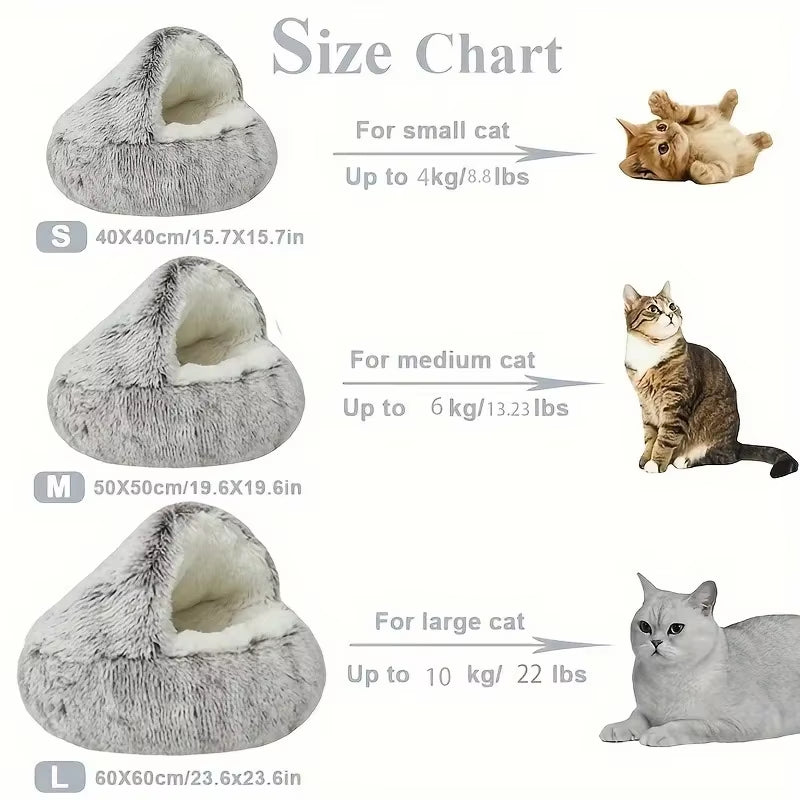 Nest Cat Bed round Cat Cushion Cat House 2 in 1 Winter Plush Pet Warm Cats Basket Pet Sleep Bag Kitten Nest Kennel for Small Dog Cats