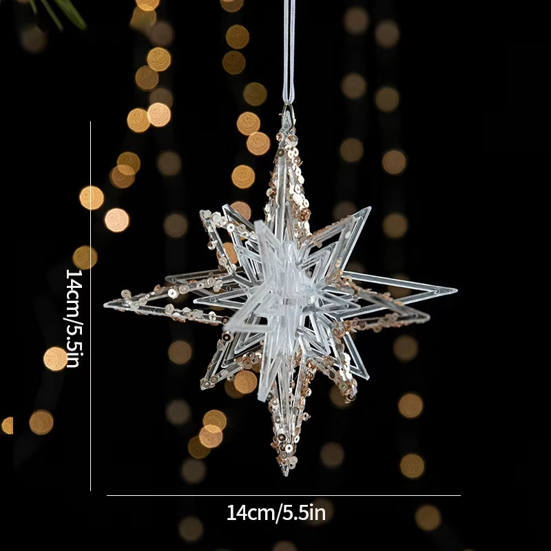 Acrylic Crystal Christmas Tree Ornaments Hanging Pendant Snowflake Icicle Ornaments 2024 Christmas Home Decoration Xmas Gifts