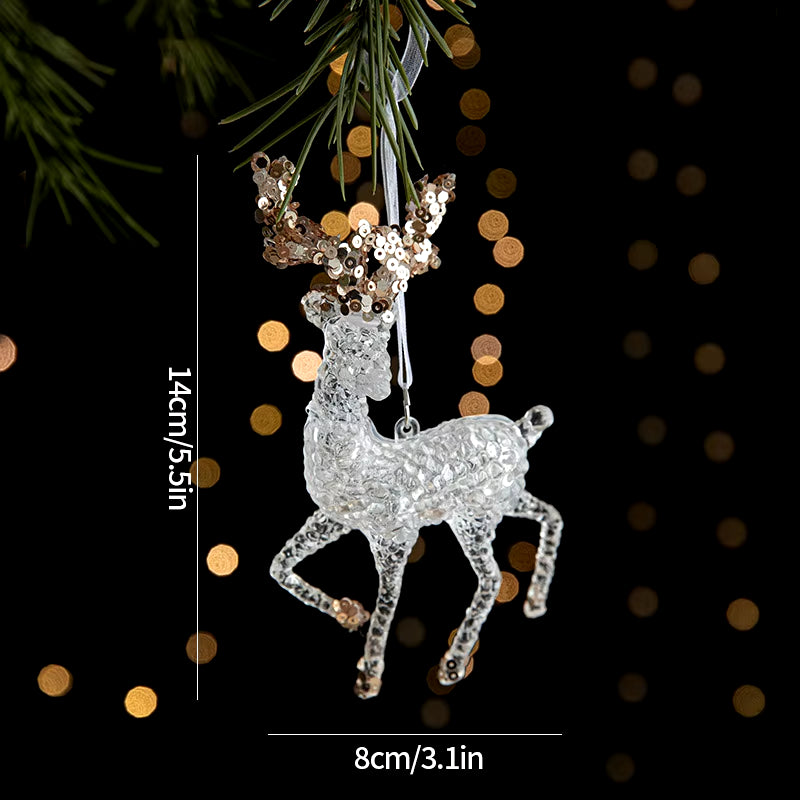 Acrylic Crystal Christmas Tree Ornaments Hanging Pendant Snowflake Icicle Ornaments 2024 Christmas Home Decoration Xmas Gifts