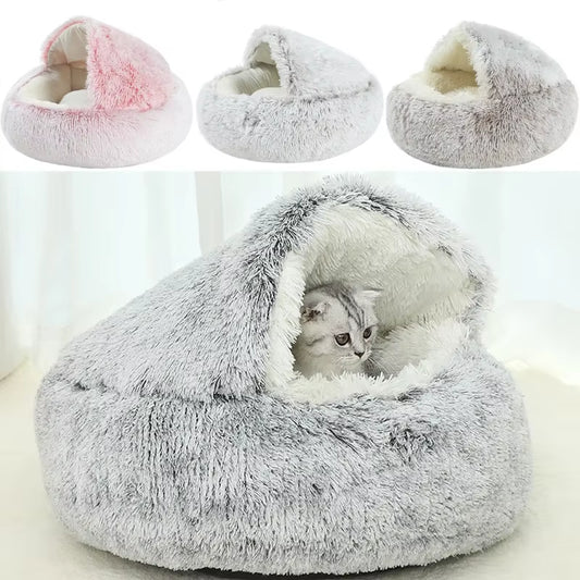 Nest Cat Bed round Cat Cushion Cat House 2 in 1 Winter Plush Pet Warm Cats Basket Pet Sleep Bag Kitten Nest Kennel for Small Dog Cats