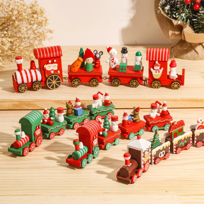 Christmas Wooden Train Merry Christmas Ornaments Christmas Decorations for Home 2024 Xmas Tree Decor Noel Navidad New Year Gifts