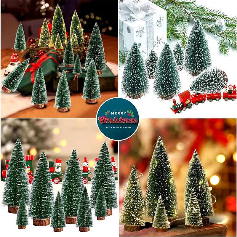 Artificial Mini Wooden Christmas Tree Small Cedar Pine for Home Room Decor Halloween Party New Year 2024 Navidad Ornaments