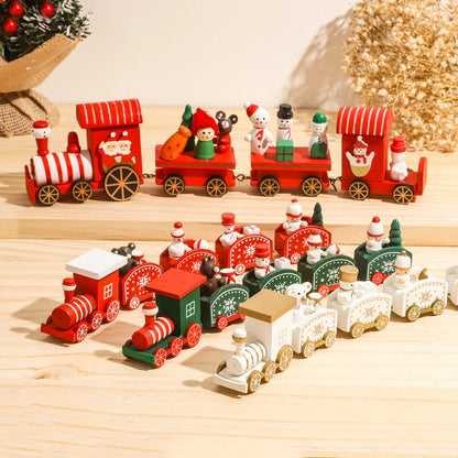 Christmas Wooden Train Merry Christmas Ornaments Christmas Decorations for Home 2024 Xmas Tree Decor Noel Navidad New Year Gifts