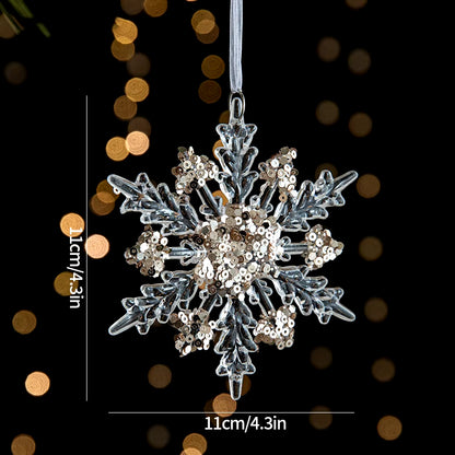 Acrylic Crystal Christmas Tree Ornaments Hanging Pendant Snowflake Icicle Ornaments 2024 Christmas Home Decoration Xmas Gifts