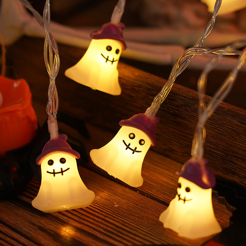 PVC Soft Material Halloween Lighting Chain Pumpkin Ghost Bat Modeling Lamp Indoor And Outdoor Home Decoration