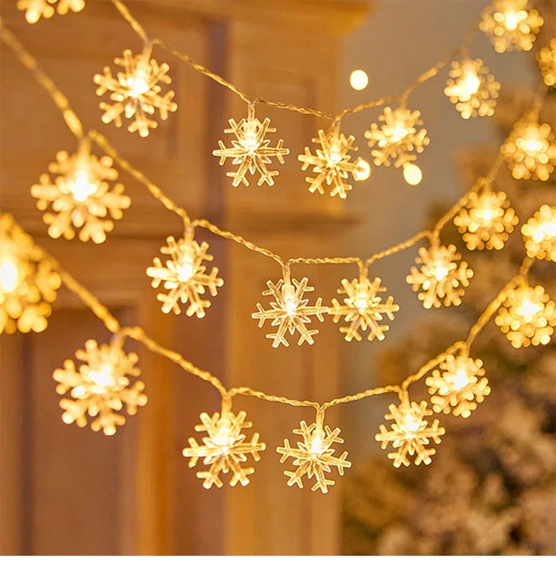 Christmas Tree Snowflake LED String Lights Banner Christmas Decoration 2024 for Home Navidad Xmas Tree Decor Fairy Light Pendant