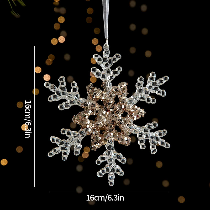 Acrylic Crystal Christmas Tree Ornaments Hanging Pendant Snowflake Icicle Ornaments 2024 Christmas Home Decoration Xmas Gifts