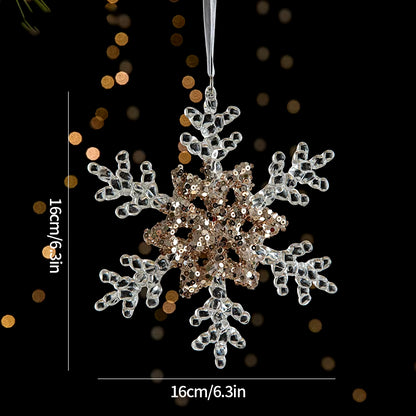 Acrylic Crystal Christmas Tree Ornaments Hanging Pendant Snowflake Icicle Ornaments 2024 Christmas Home Decoration Xmas Gifts