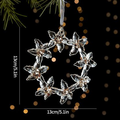 Acrylic Crystal Christmas Tree Ornaments Hanging Pendant Snowflake Icicle Ornaments 2024 Christmas Home Decoration Xmas Gifts