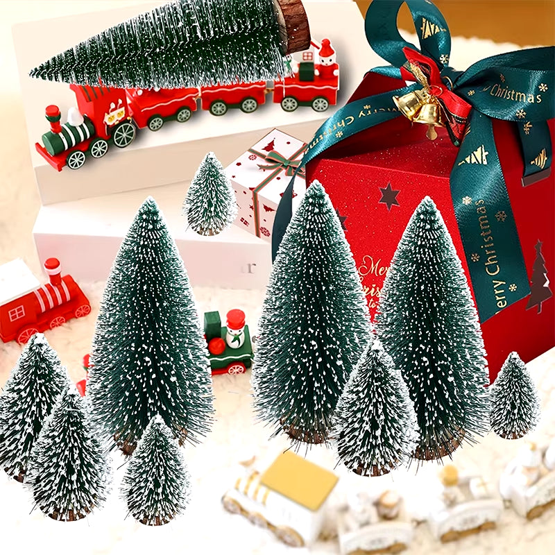 Artificial Mini Wooden Christmas Tree Small Cedar Pine for Home Room Decor Halloween Party New Year 2024 Navidad Ornaments