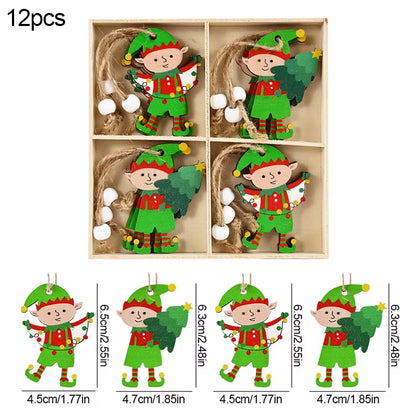 Christmas Wooden Pendants Gingerbread Man Gnomes Xmas Tree Hanging Oranment 2024 Noel Navidad Decorations for Home New Year Gift