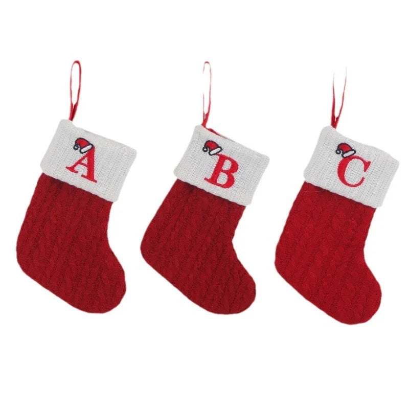 Christmas Alphabet Knitting Socks Christmas Tree Ornaments Christmas Decorations for Home 2024 Noel New Year 2025 Xmas Gift