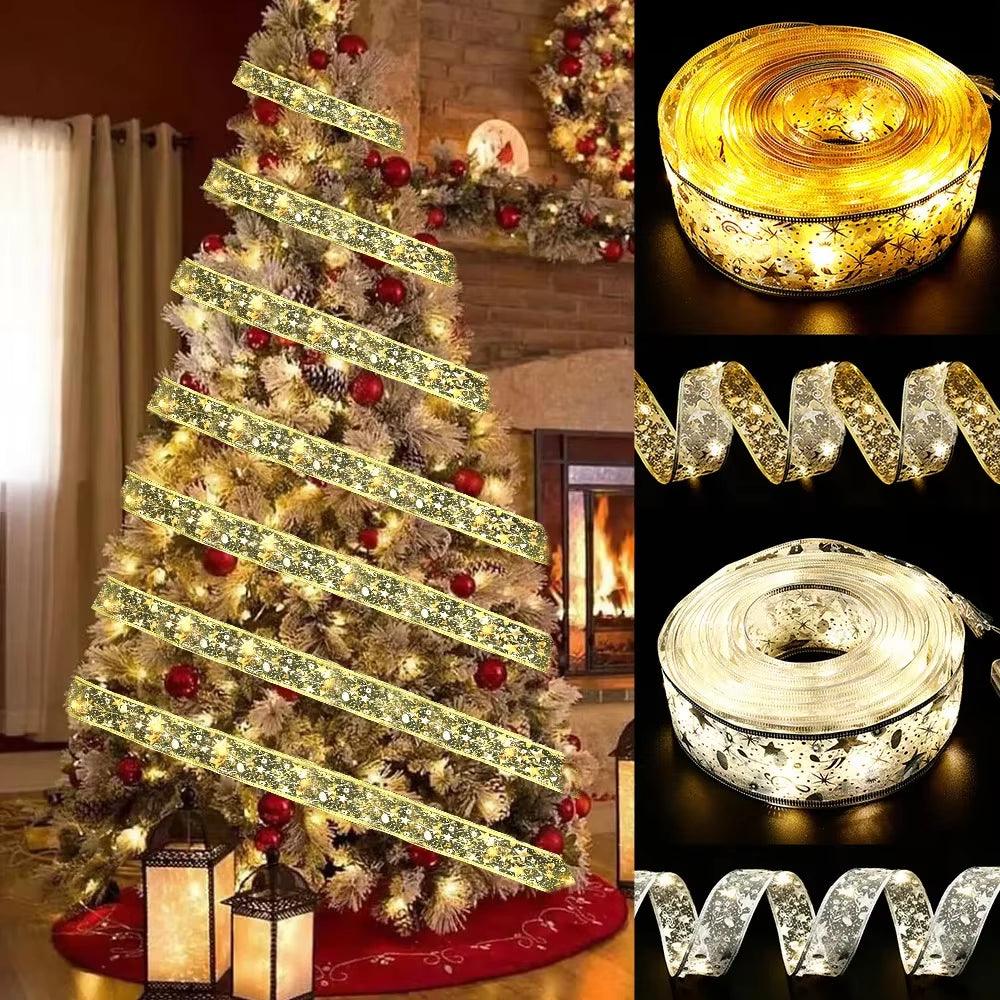 Fairy Light Christmas Decoration for Home 2024 Christmas Tree Ornaments Decor 2024 String LED Noel Happy New Year Noel 2025 Xmas