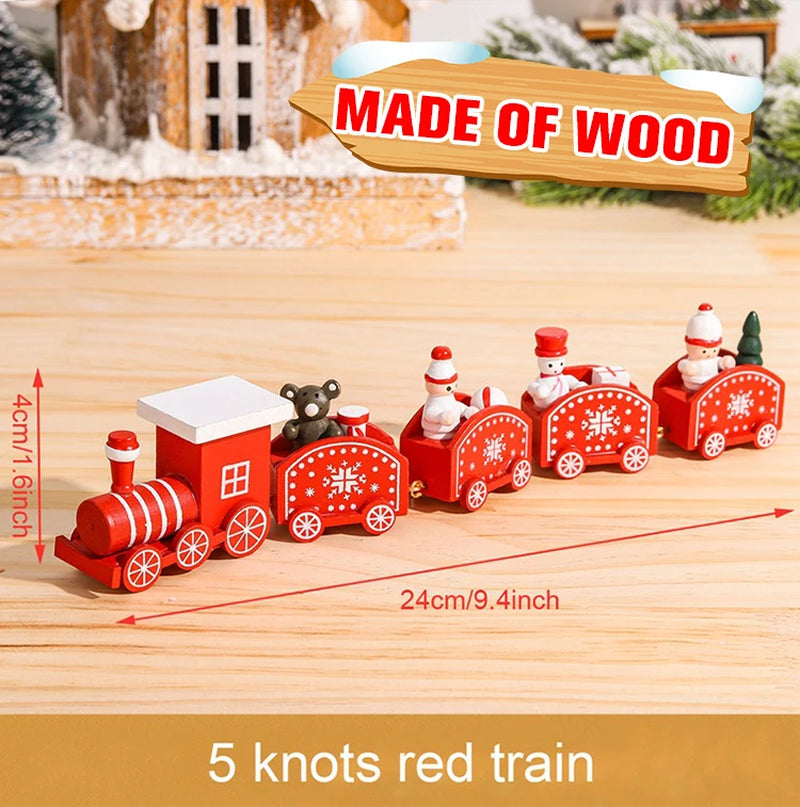 Christmas Wooden Train Merry Christmas Ornaments Christmas Decorations for Home 2024 Xmas Tree Decor Noel Navidad New Year Gifts