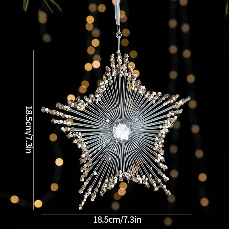 Acrylic Crystal Christmas Tree Ornaments Hanging Pendant Snowflake Icicle Ornaments 2024 Christmas Home Decoration Xmas Gifts